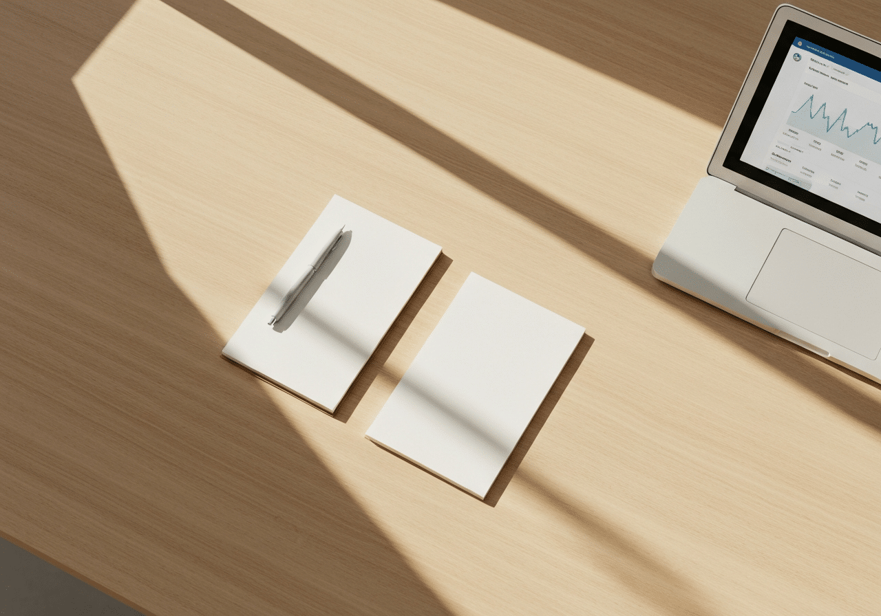 Espace de travail lumineux avec ordinateur portable et notes pour optimiser ses descriptions SEO