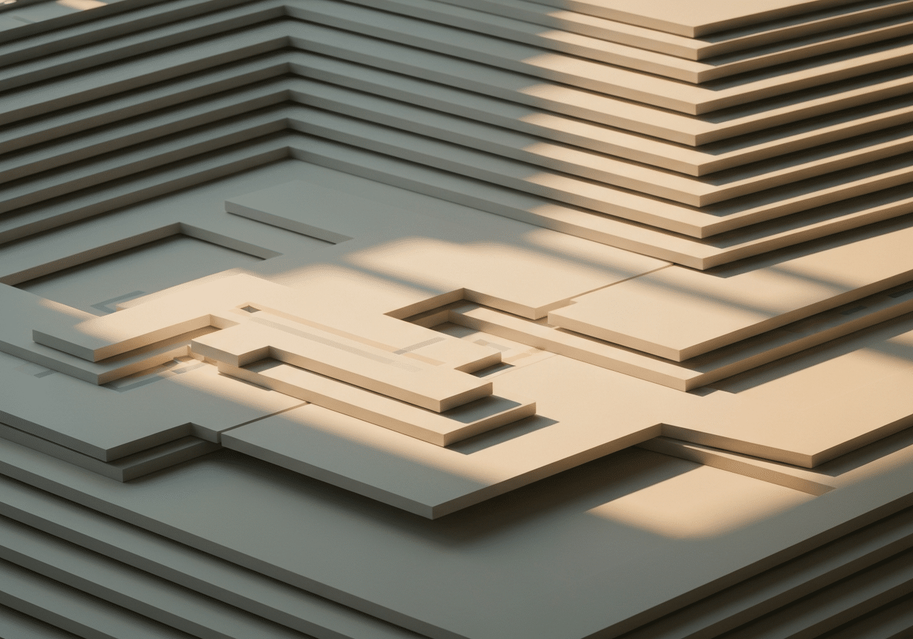 Architecture d'entités organisées en couches avec maillage sémantique visible