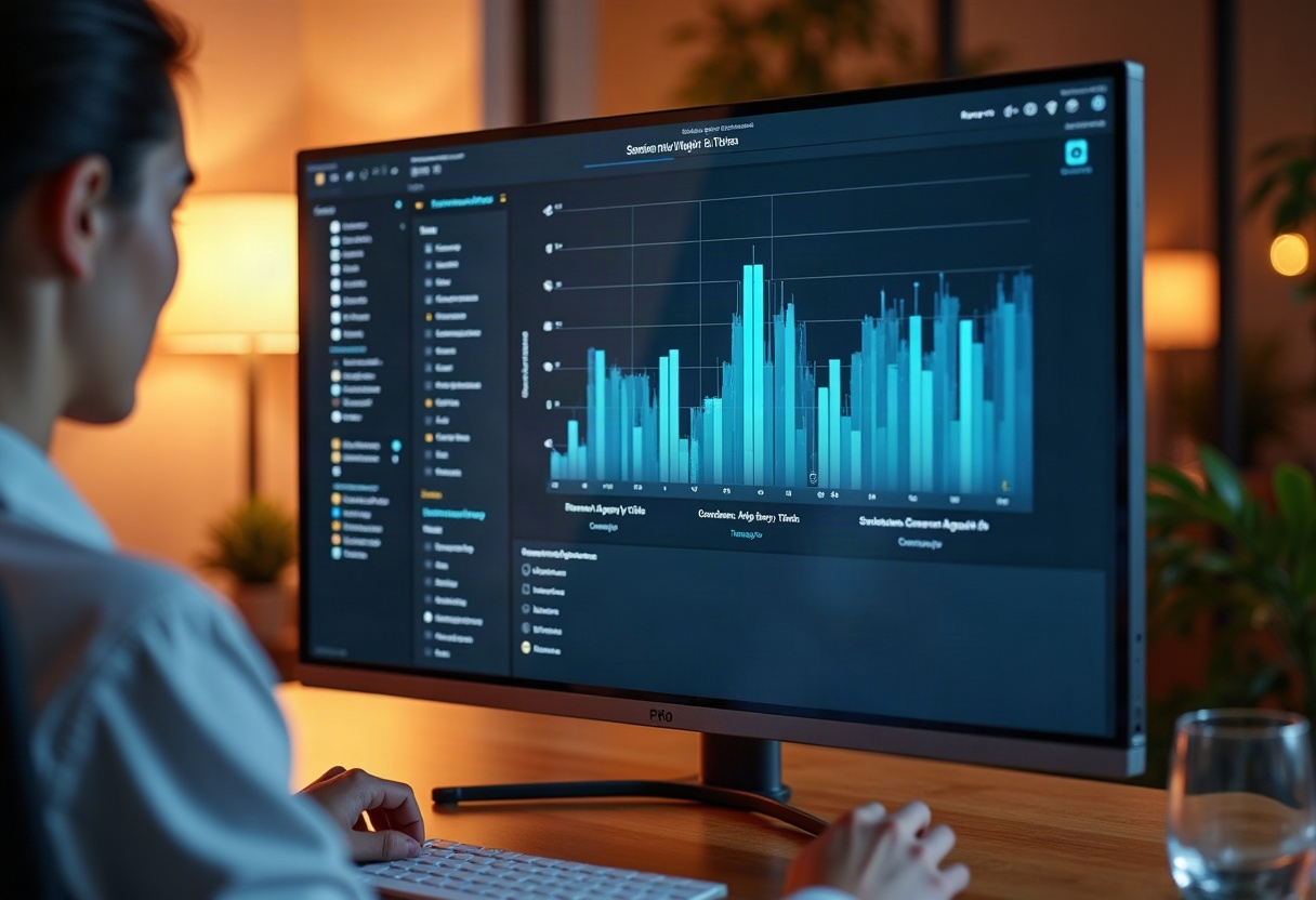 Interface de gestion éditoriale moderne avec indicateurs de conformité et transparence