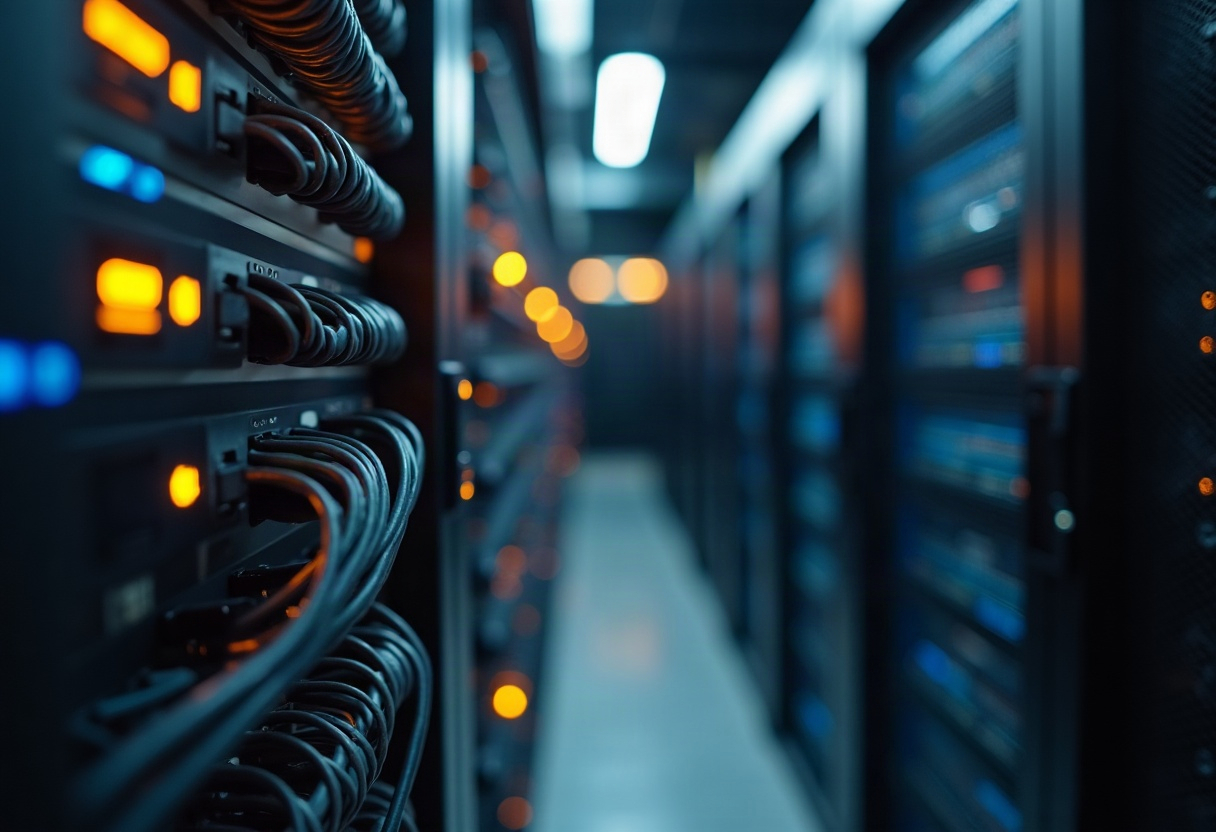 Crawl budget et fréquence de publication : ce que la documentation Google de juillet 2026 révèle pour les petits sites 1 Infrastructure serveur bien éclairée avec câbles réseau organisés, symbolisant la gestion du crawl budget